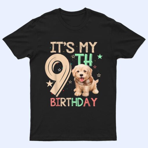 Kids It's My 9th Birthday Dog Lover Theme 9 Years Old Puppy T Shirt