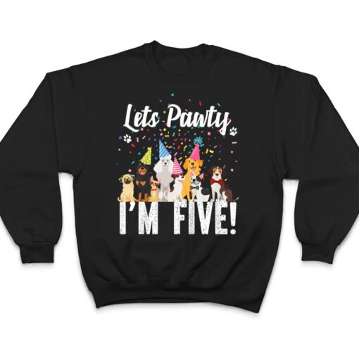 Kids Lets Pawty I'm FIVE! Puppy Dog Themed Birthday Party T Shirt