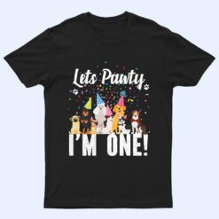 Kids Lets Pawty I'm ONE! Puppy Dog Themed Birthday Party Outfit T Shirt