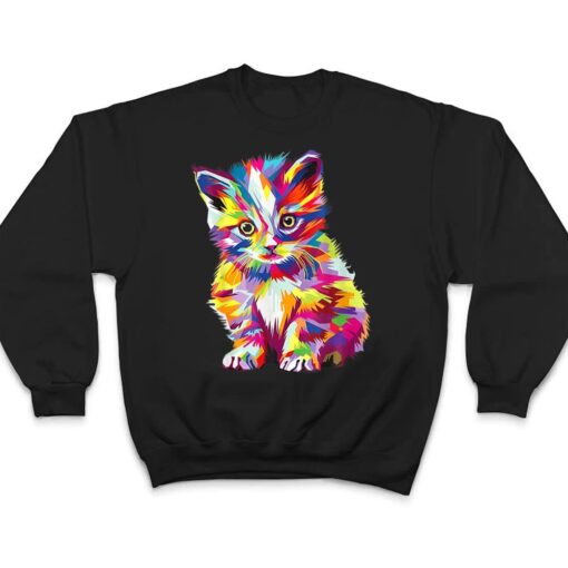 Kitten Colorful Art Gifts Cute Cat Gift For Kitten Lovers T Shirt