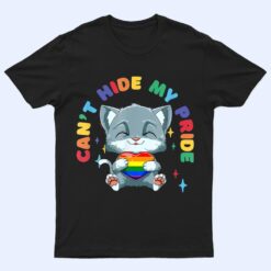 LGBQ Pride Rainbow Heart Cat Hugging LGBQ Heart T Shirt