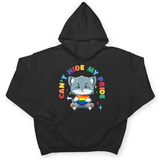 LGBQ Pride Rainbow Heart Cat Hugging LGBQ Heart T Shirt