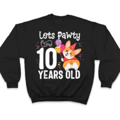 Lets Pawty I'm 10 Year Old Corgi Dog Lover 10th Birthday Kid T Shirt - Dream Art Europa