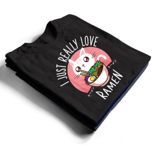 Love Ramen Japanese Noodles  Kawaii Anime Cat Gifts T Shirt