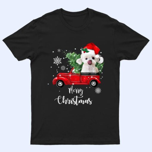 Maltese Dog Ride Red Truck Christmas Pajama T Shirt