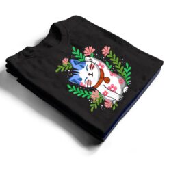 Maneki neko Lucky Japanese Cat Floral Botanical T Shirt - Dream Art Europa