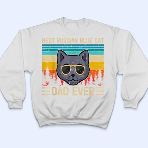 Mens Vintage Funny Best Russian Blue Cat Dad Ever Father's Day T Shirt