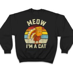 Meow I'm Cat Thanksgiving Cat Funny Turkey Fake Cat Retro T Shirt - Dream Art Europa