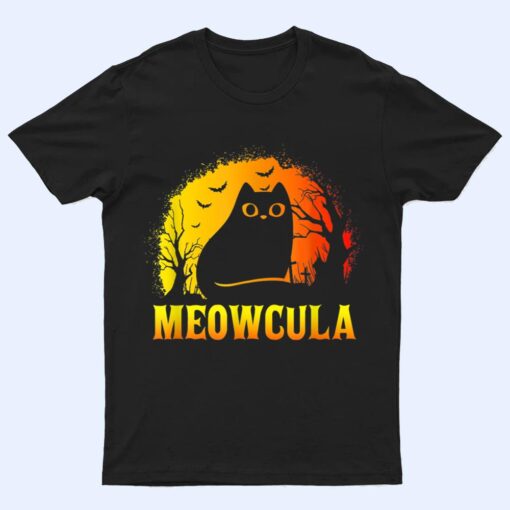 Meowcula Black Cat Halloween Vampire Cat T Shirt