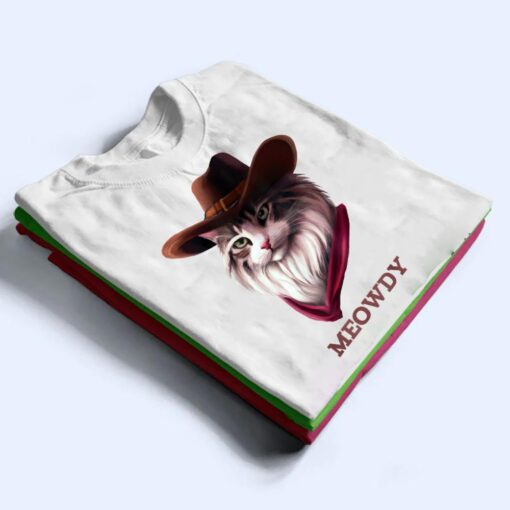 Meowdy Howdy Cowboy Cat Cute Pun Funny Animal Western Sherif T Shirt