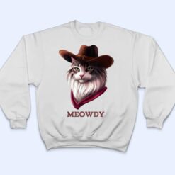 Meowdy Howdy Cowboy Cat Cute Pun Funny Animal Western Sherif T Shirt - Dream Art Europa