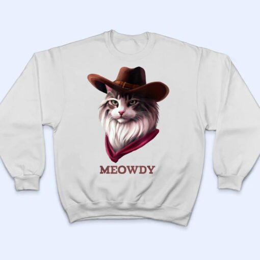 Meowdy Howdy Cowboy Cat Cute Pun Funny Animal Western Sherif T Shirt