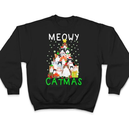 Meowy Catmas Cat Christmas Tree Xmas T Shirt