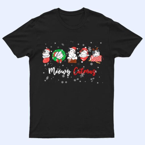 Meowy Catmas Funny Christmas Cat Kitten Lover Kids Mom Dad T Shirt