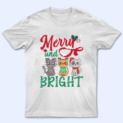 Merry And Bright Cat Christmas T Shirt