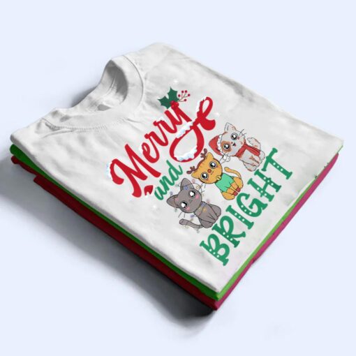 Merry And Bright Cat Christmas T Shirt