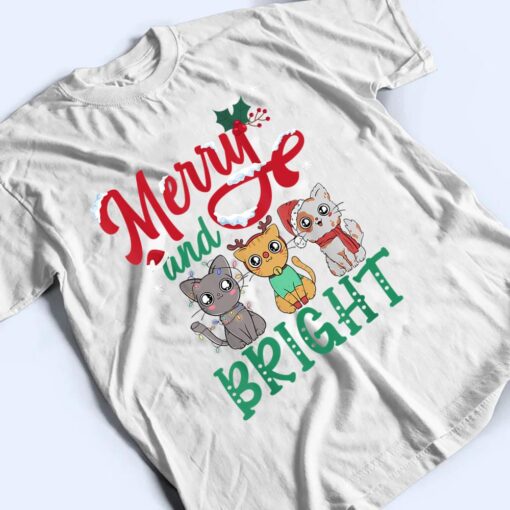 Merry And Bright Cat Christmas T Shirt