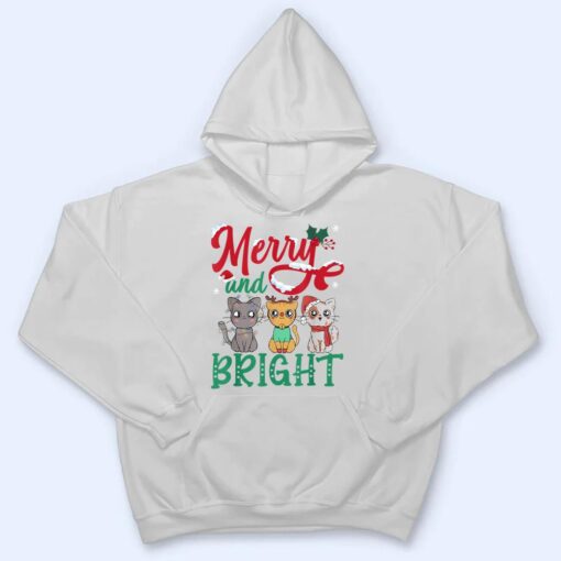 Merry And Bright Cat Christmas T Shirt