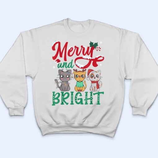 Merry And Bright Cat Christmas T Shirt