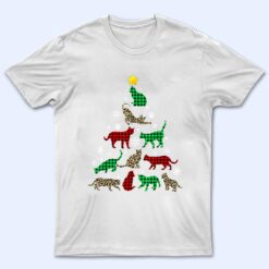 Merry Catmas Christmas Xmas Tree Leopard Plaid Cat Lover T Shirt