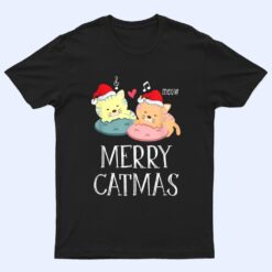 Merry Catmas Pajama Christmas Lights Funny Holiday Cat Mom T Shirt