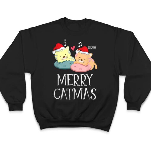 Merry Catmas Pajama Christmas Lights Funny Holiday Cat Mom T Shirt