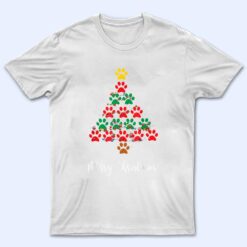 Merry Christmas Dog Cat Paw Print Tree Xmas Lover Pajamas T Shirt