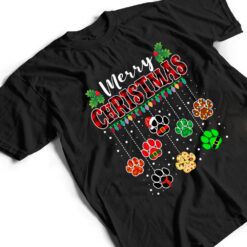 Merry Christmas Dog Paw Print Buffalo Plaid Red Xmas T Shirt - Dream Art Europa