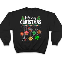 Merry Christmas Dog Paw Print Funny Xmas Light Family Pajama T Shirt - Dream Art Europa