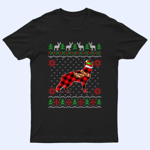 Merry Christmas German Shepherd Dog Ugly Xmas Red Plaid T Shirt
