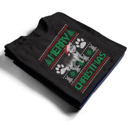 Merry Christmas Siberian Husky Funny  Xmas Pajama Dog T Shirt