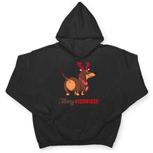 Merry Kissmyass Funny Christmas Reindeer Dachshund Dog Lover T Shirt