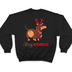 Merry Kissmyass Funny Christmas Reindeer Dachshund Dog Lover T Shirt - Dream Art Europa