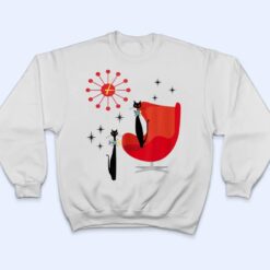 Mid Century Modern Cat Red Chair _ Sunburst Clock T Shirt - Dream Art Europa