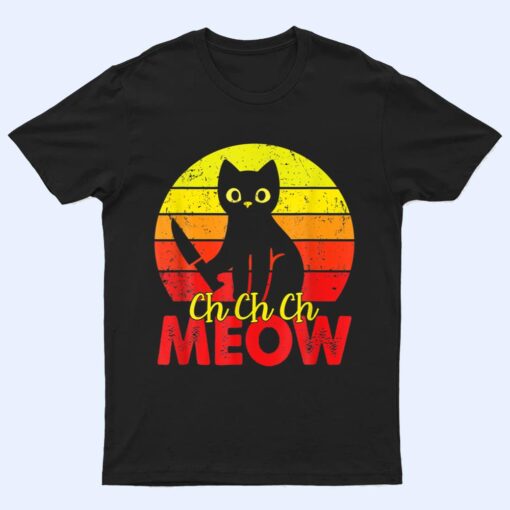 Murderous Black Cat With Knife Funny Halloween Cat Lover T Shirt