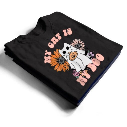 My Cat Is My Boo Floral Groovy Ghost Cat Spooky Halloween T Shirt