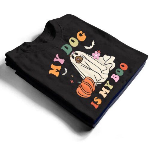 My Dog Is My Boo Spooky Season Ghost Halloween Groovy Retro T Shirt