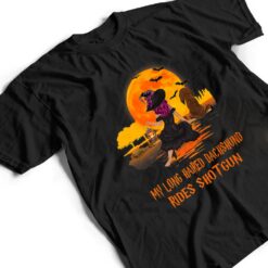 My Long Haired Dachshund Rides Shotgun Dog Witch Halloween T Shirt - Dream Art Europa