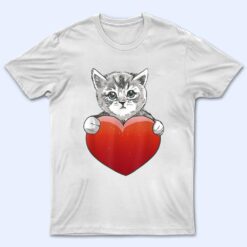 Official Grey Cat Heart Valentine's Day Cute Kitten Cat Mom T Shirt