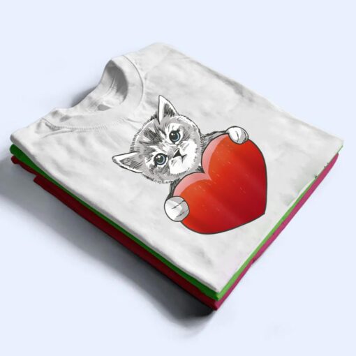 Official Grey Cat Heart Valentine's Day Cute Kitten Cat Mom T Shirt