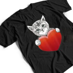 Official Grey Cat Heart Valentine's Day Cute Kitten Cat Mom T Shirt - Dream Art Europa