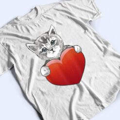 Official Grey Cat Heart Valentine's Day Cute Kitten Cat Mom T Shirt - Dream Art Europa