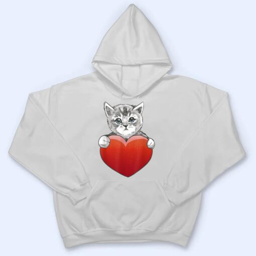 Official Grey Cat Heart Valentine's Day Cute Kitten Cat Mom T Shirt