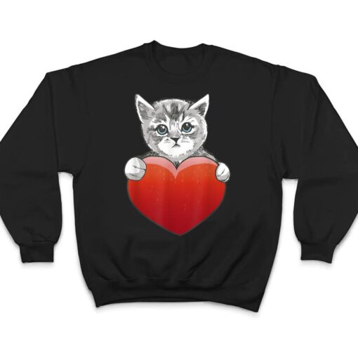 Official Grey Cat Heart Valentine's Day Cute Kitten Cat Mom T Shirt