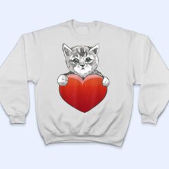 Official Grey Cat Heart Valentine's Day Cute Kitten Cat Mom T Shirt - Dream Art Europa