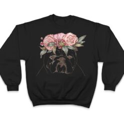 Outline with flowers English British Bulldog T Shirt - Dream Art Europa