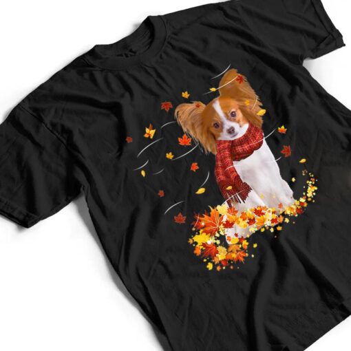 Papillon Fall Scarf - Dogs Autumn Leaves T Shirt