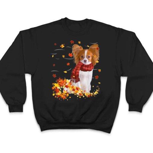 Papillon Fall Scarf - Dogs Autumn Leaves T Shirt