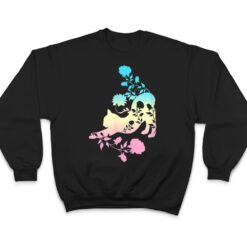 Pastel Stretching Cat With Roses Kitten T Shirt - Dream Art Europa