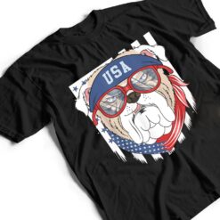 Patriotic USA 4th July Bulldog Bull Dog US Flag Sunglasses T Shirt - Dream Art Europa